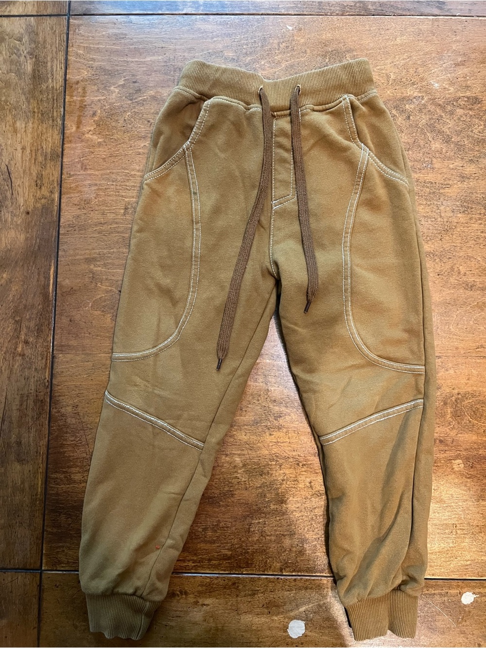 BINPAW Kids Brown Contrast Stitch Jogger Sweatpants — Size 120